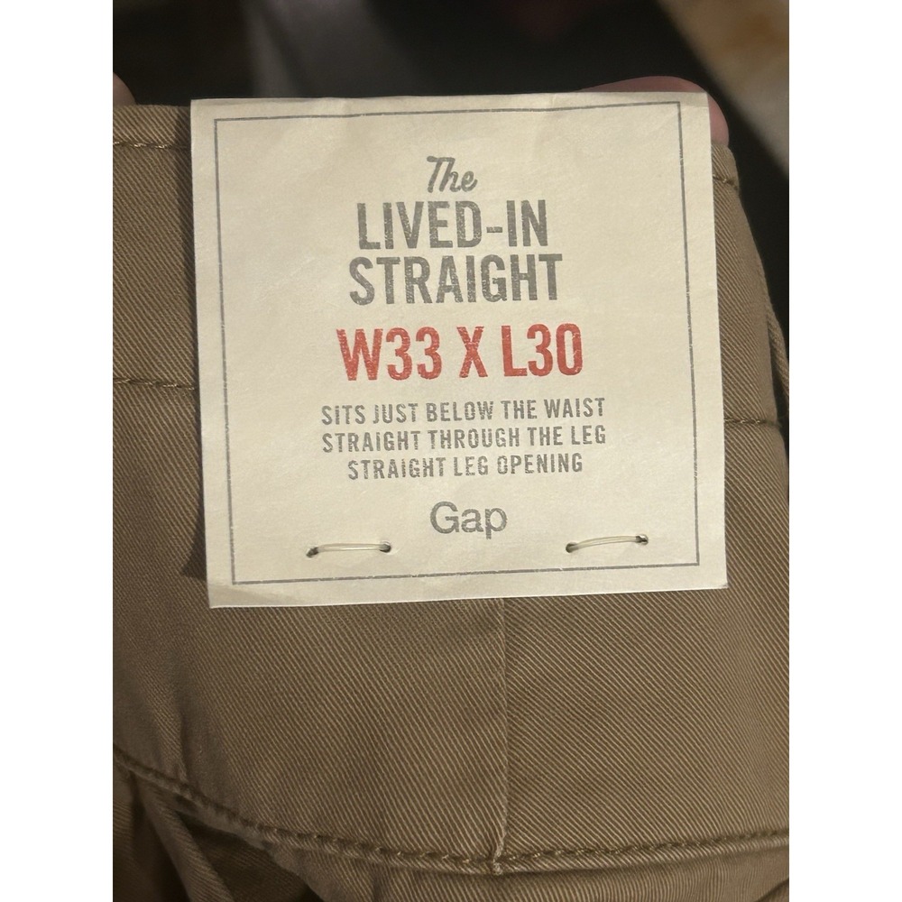Gap Khakis Chino Pants Lived In Straight Stretch Mens 33x30 NWT 570 - Picture 4 of 8